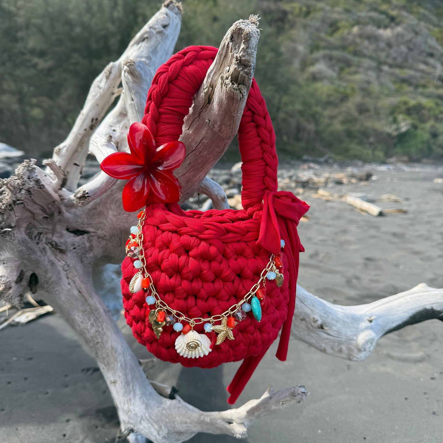 The Red Crochet Bucket Bag