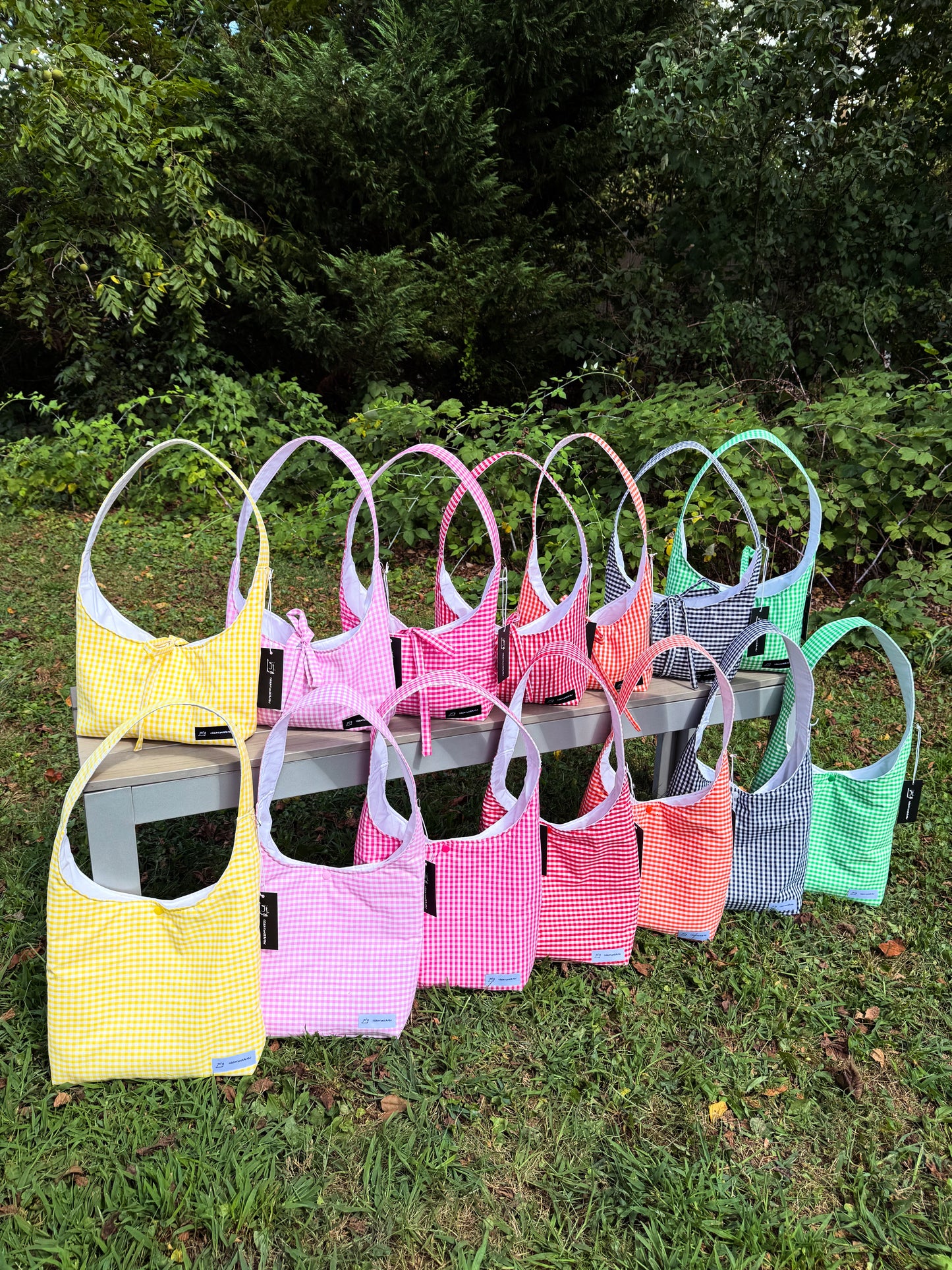 Handmade Gingham Daisy Tote Bag
