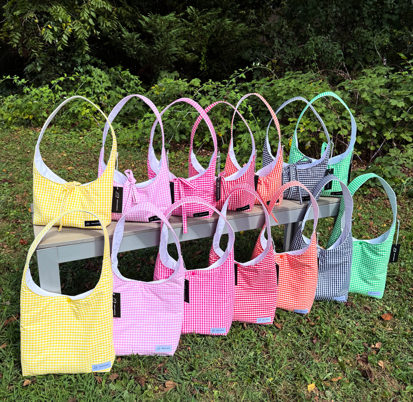 Handmade Gingham Daisy Tote Bag