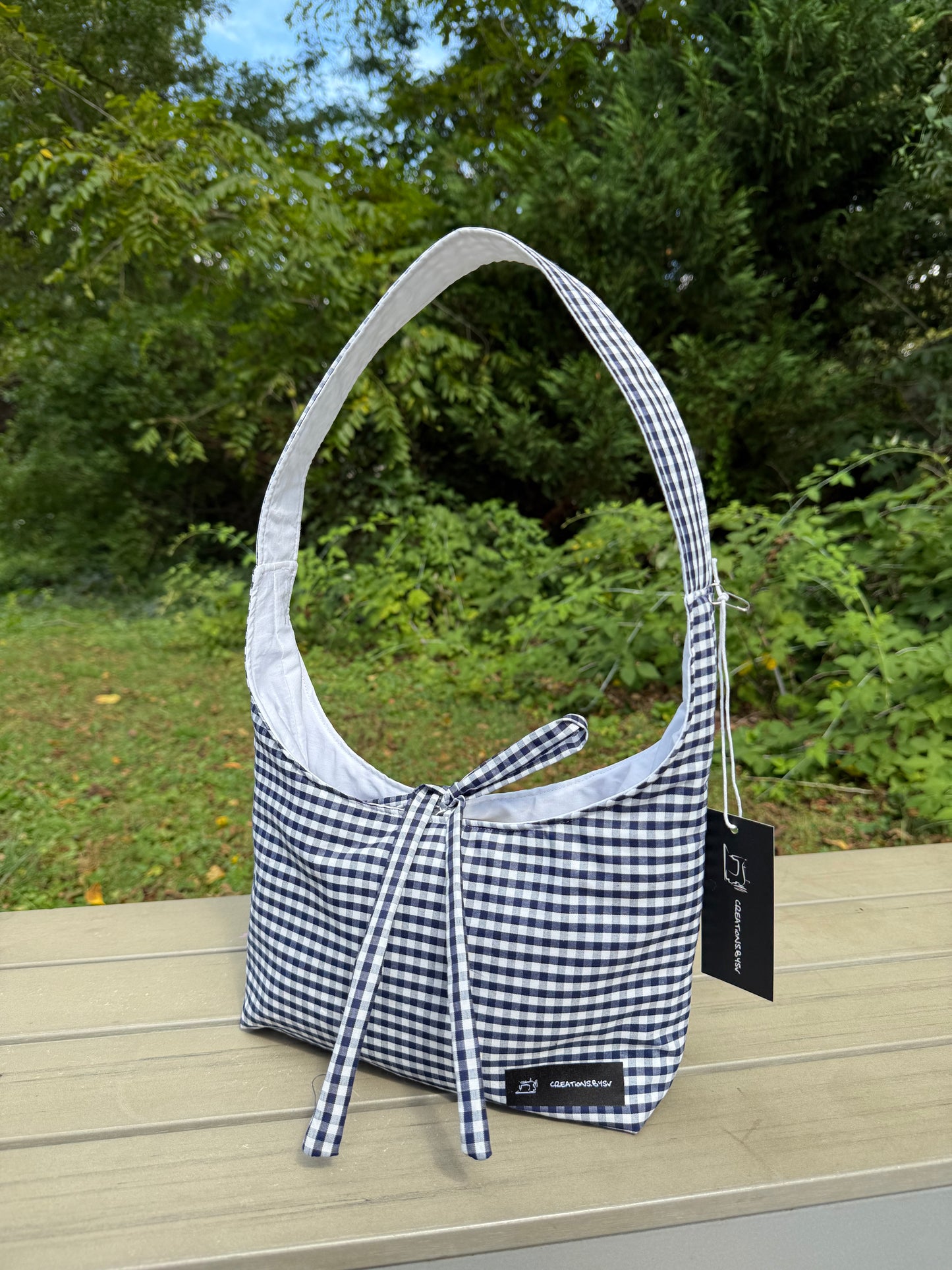 Handmade Gingham Daisy mini Bag