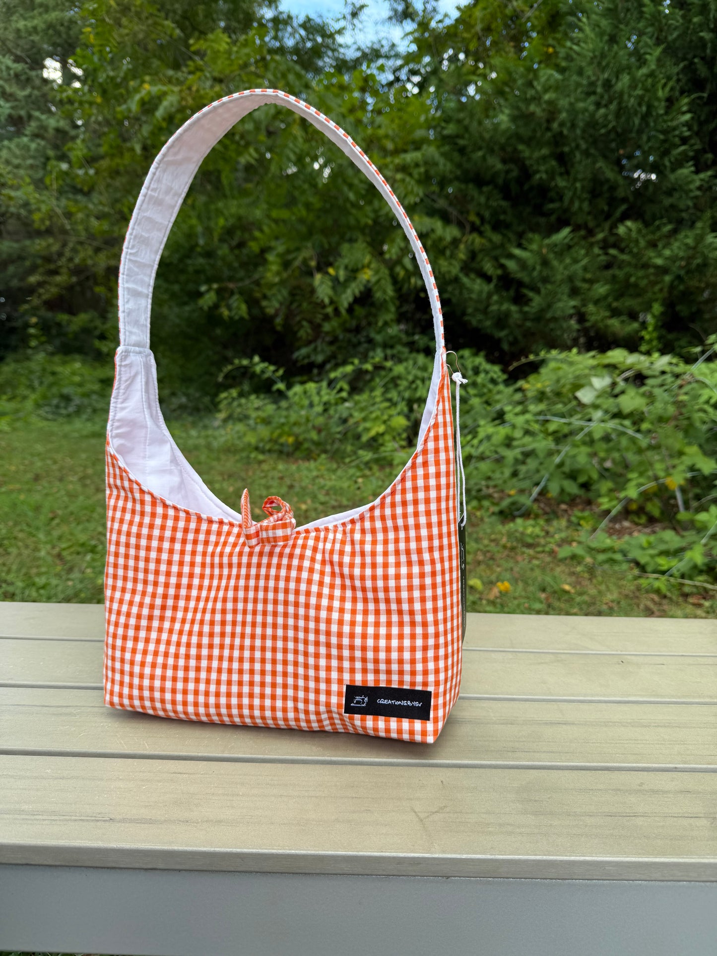 Handmade Gingham Daisy mini Bag