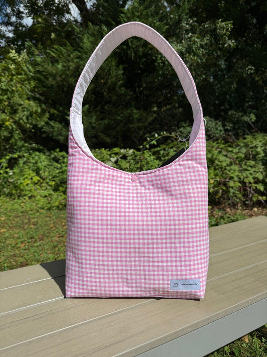 Handmade Gingham Daisy Tote Bag