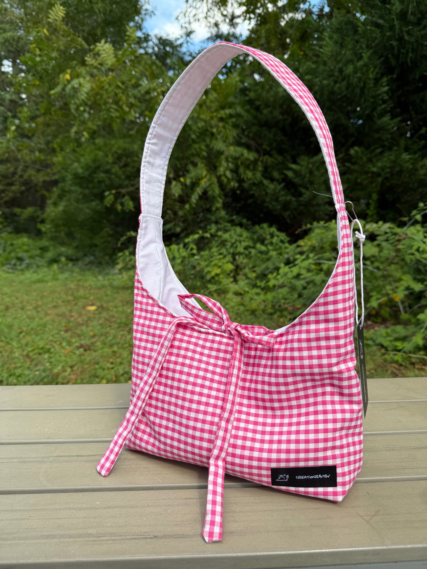Handmade Gingham Daisy mini Bag