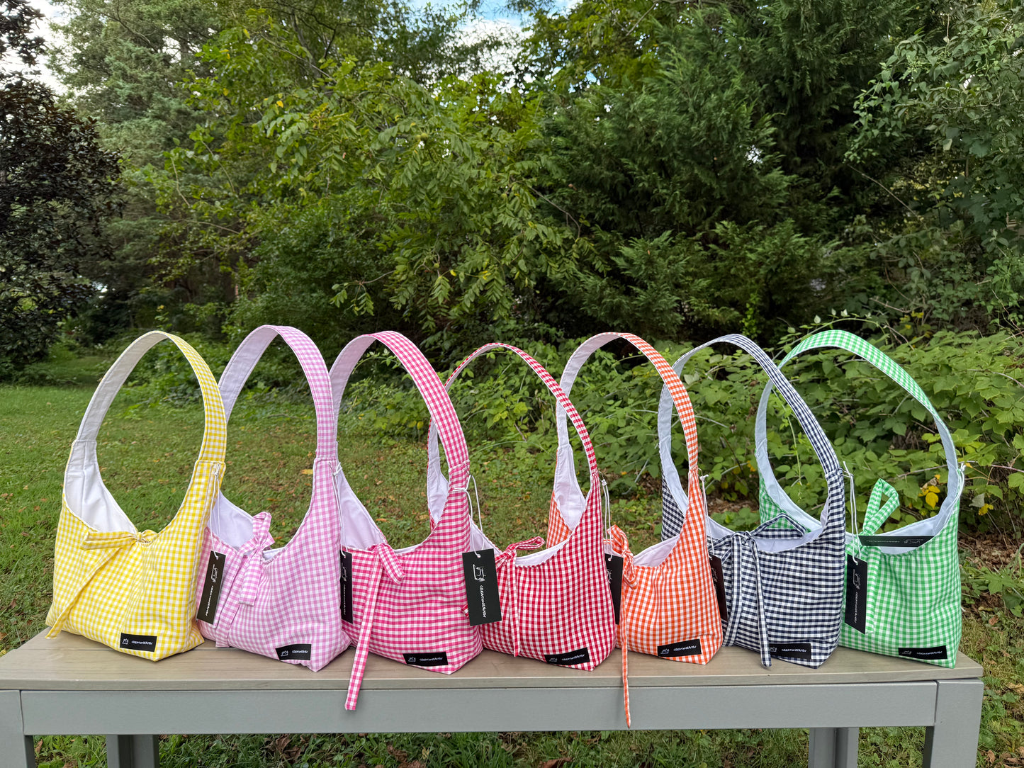 Handmade Gingham Daisy mini Bag