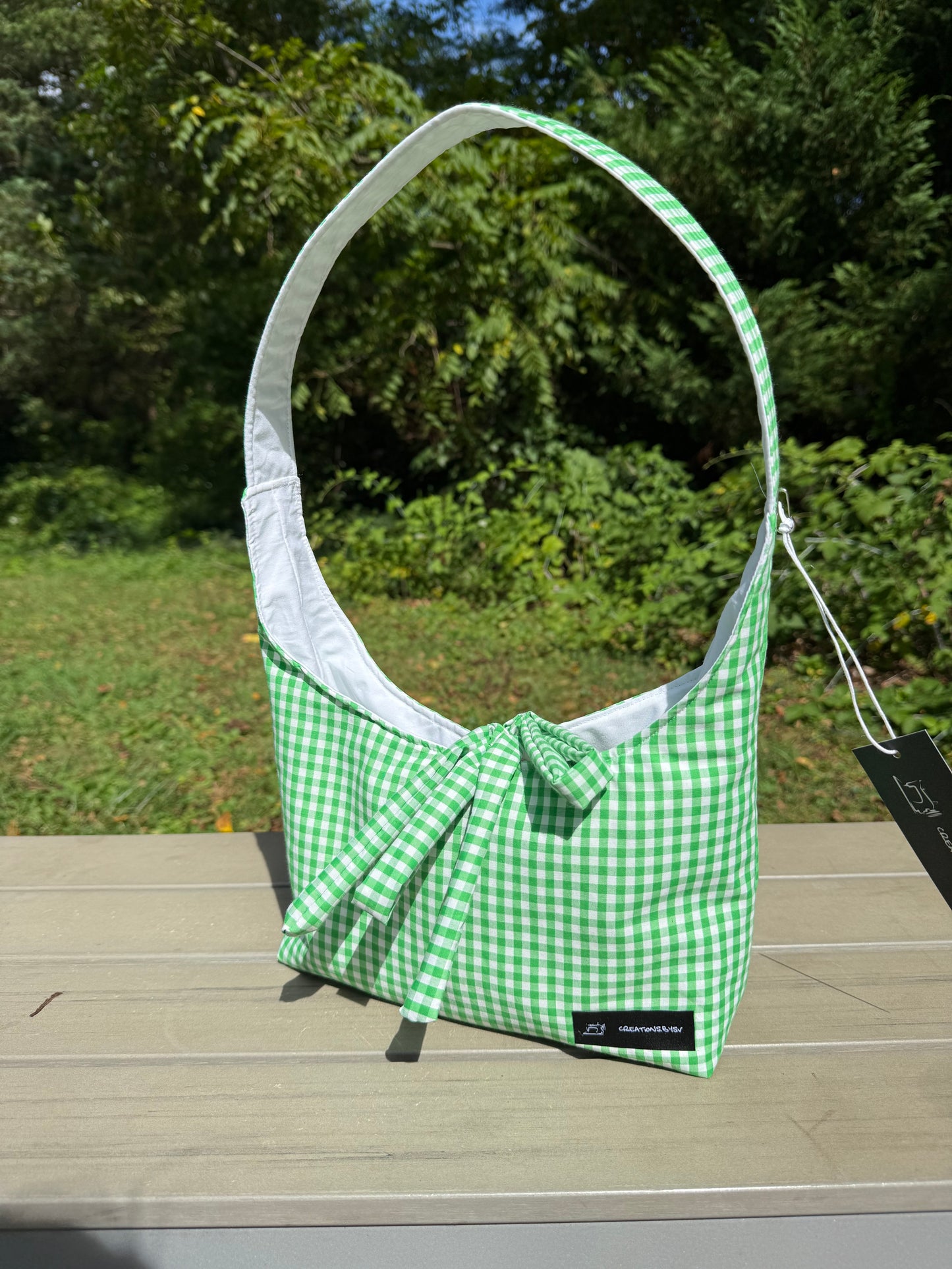 Handmade Gingham Daisy mini Bag