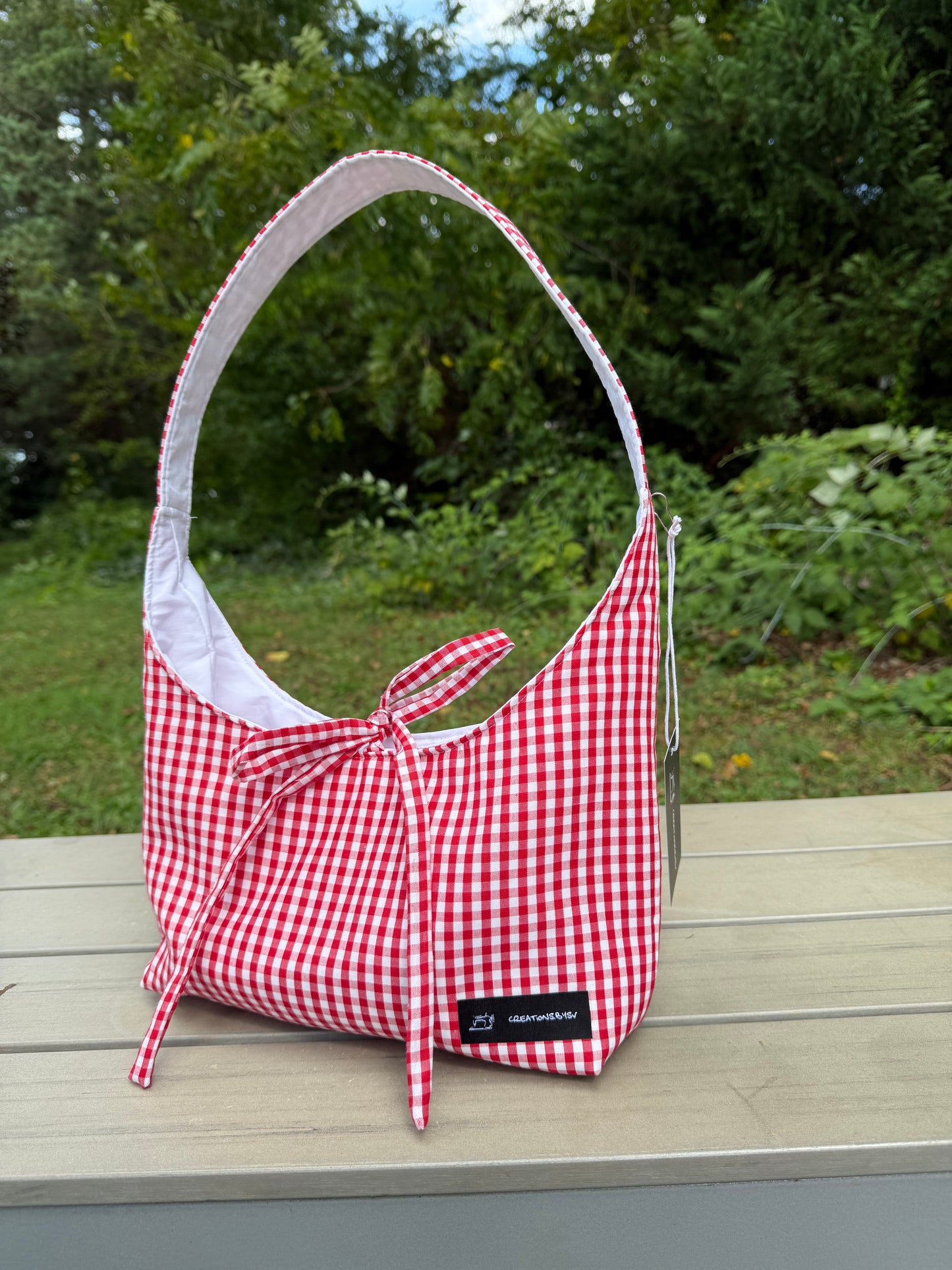 Handmade Gingham Daisy mini Bag