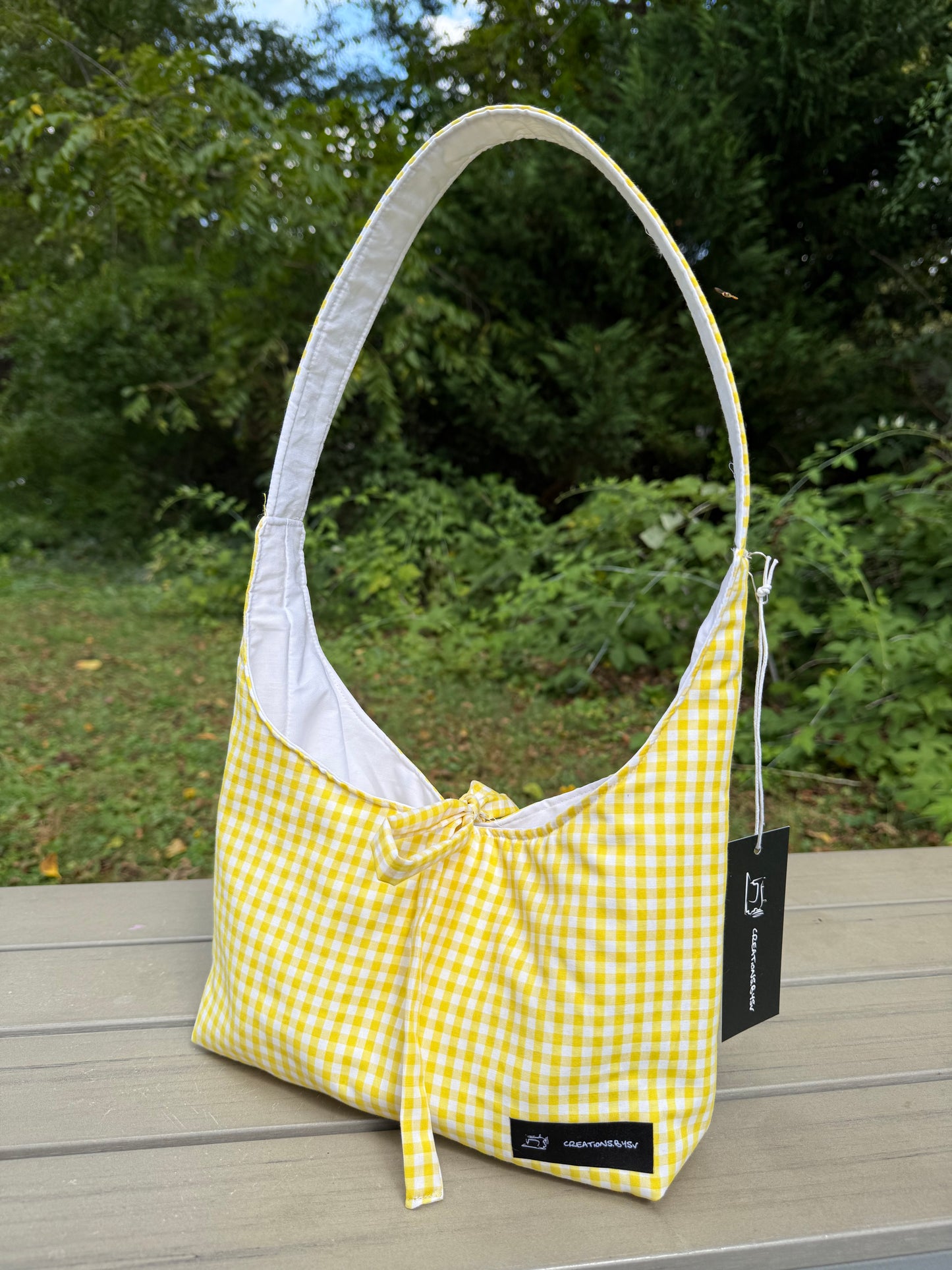 Handmade Gingham Daisy mini Bag