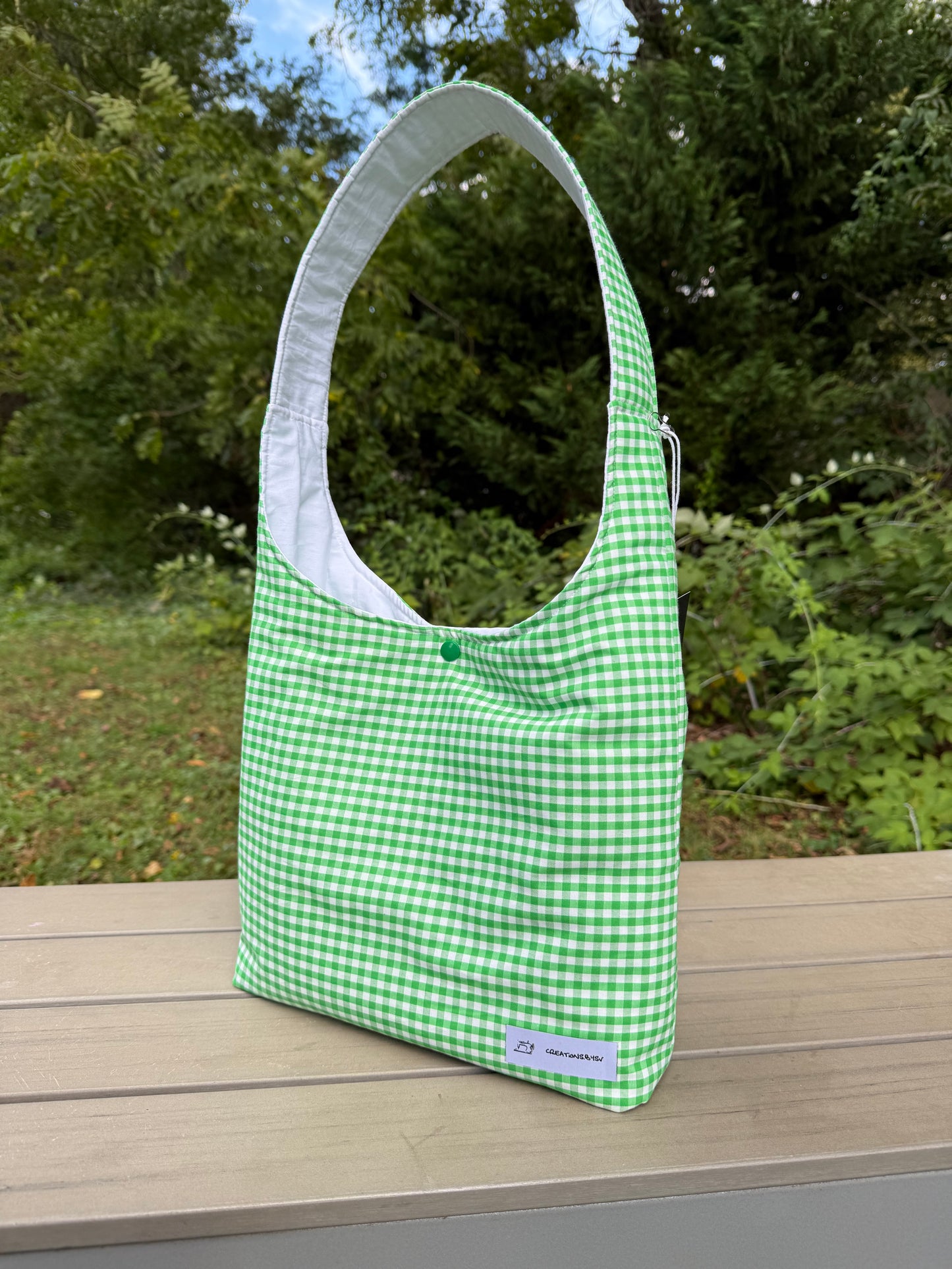 Handmade Gingham Daisy Tote Bag