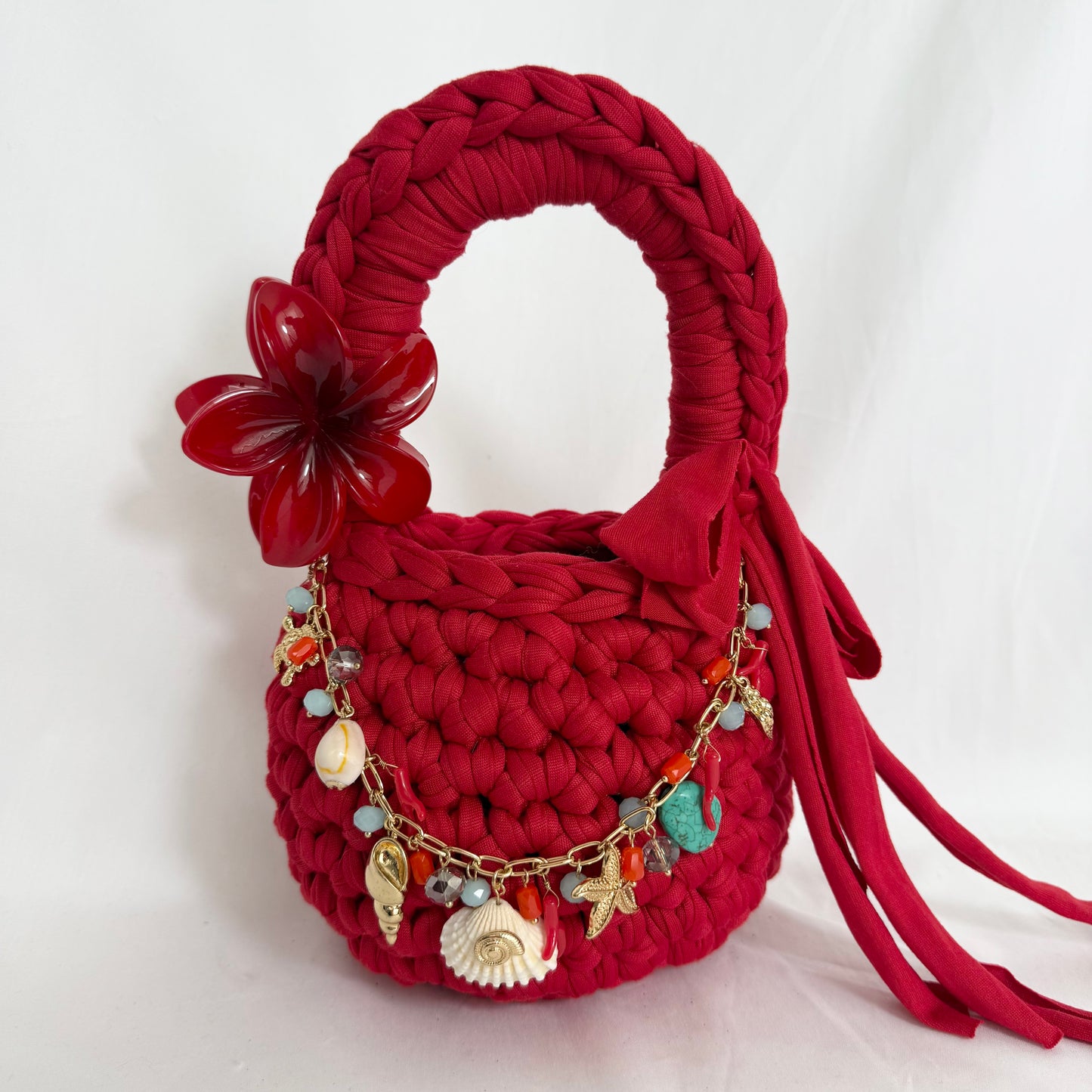 The Red Crochet Bucket Bag